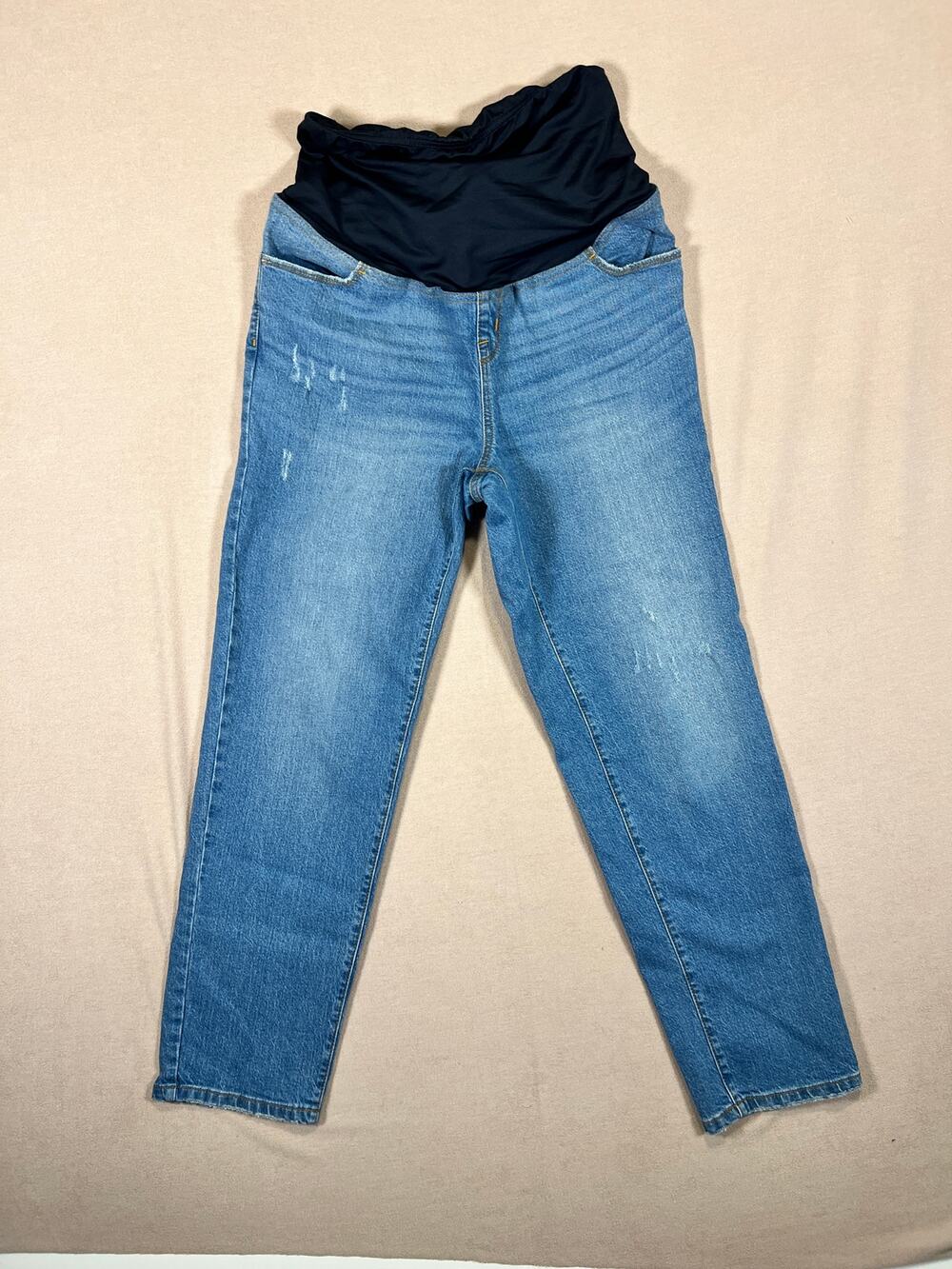Isabel Maternity by Ingrid & Isabel 90s Straight Jeans Size 8 Distressed Blue